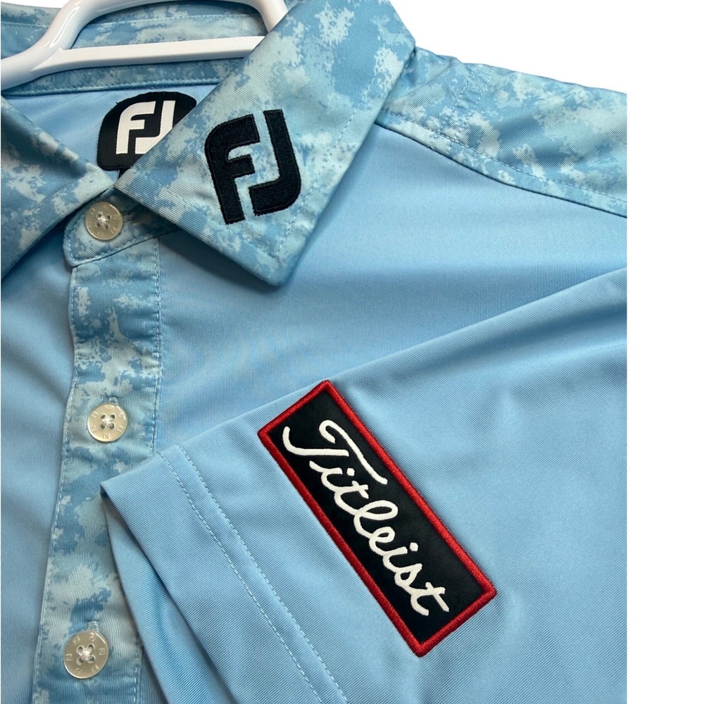 FootJoy Titleist Mens XL Performance Polo Shirt Blue Camo Accent Short Sleeve